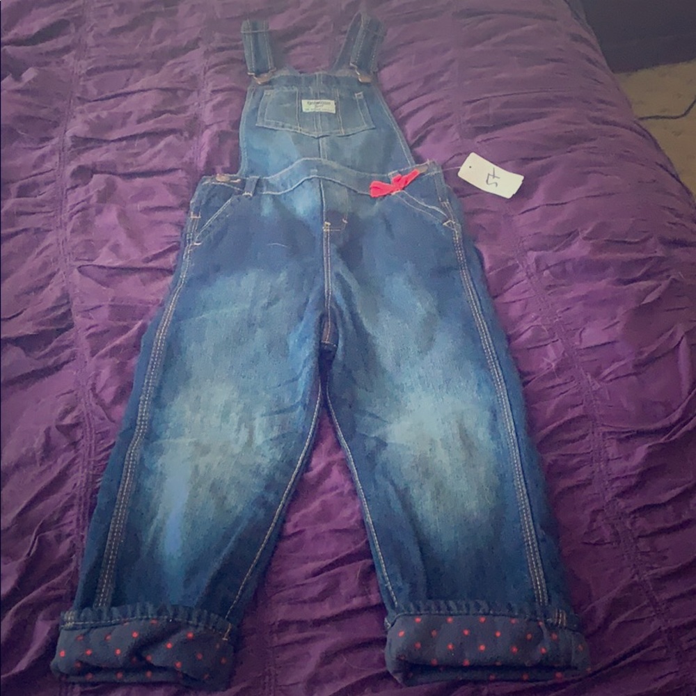 Fleece lined jean overalls